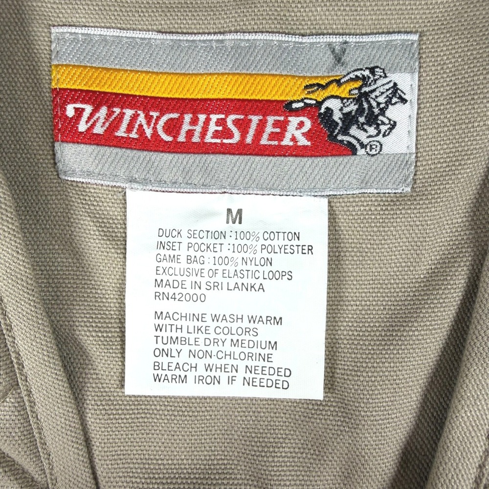 Winchester Mens Blaze Orange Tan Cotton Duck Canvas Hunting Game Vest Medium - Picture 3 of 11